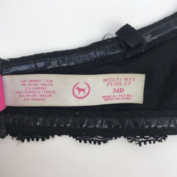 Victorias‎ Secret Pink Strapless Padded Bustier Bra 34D Black Sequin Underwired - Picture 8 of 8